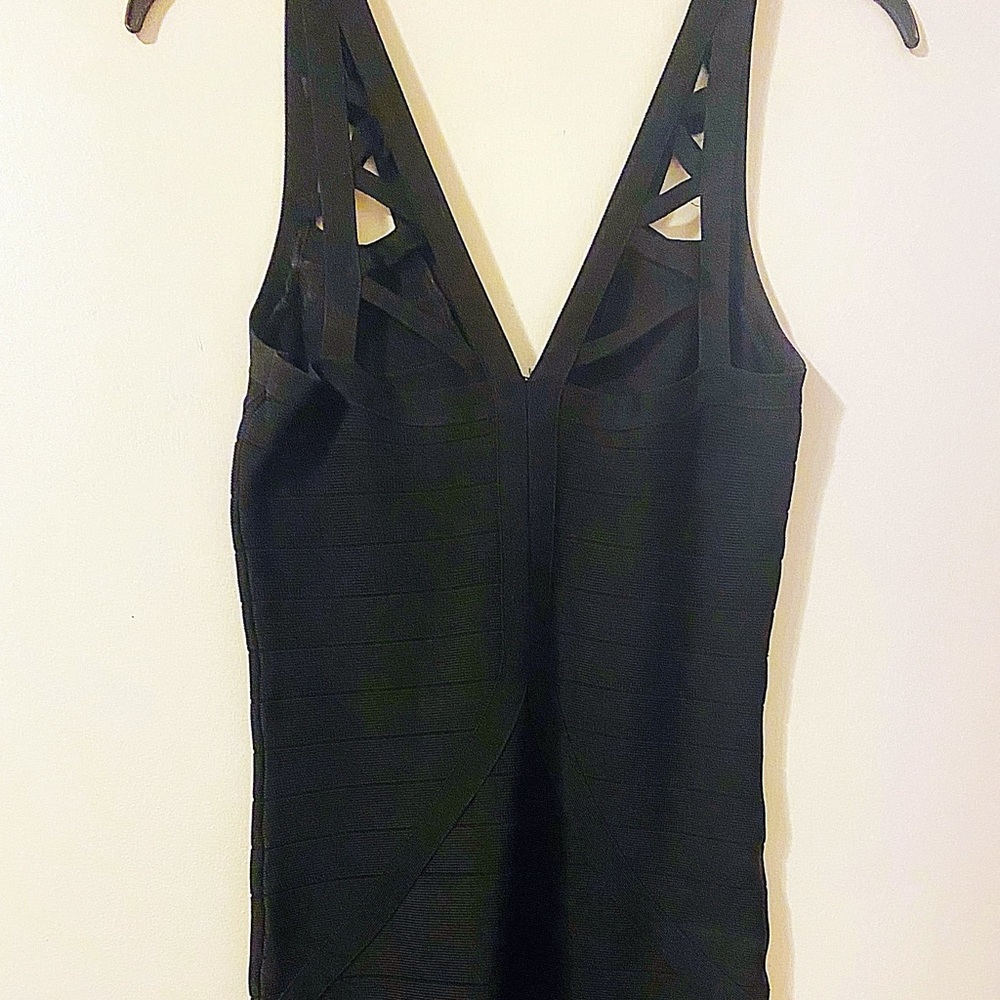 Black bebe bodycon bandage dress